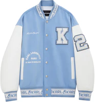 Karl Lagerfeld Light Blue Single-Breasted Logo Outdoor Jacket 1K1D50101820 Karl Lagerfeld Light Blue Single-Breasted Logo Outdoor Jacket 1K1D50101820
