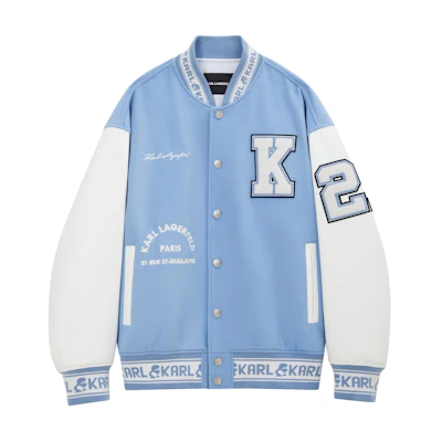 Karl Lagerfeld Light Blue Single-Breasted Logo Outdoor Jacket 1K1D50101820
