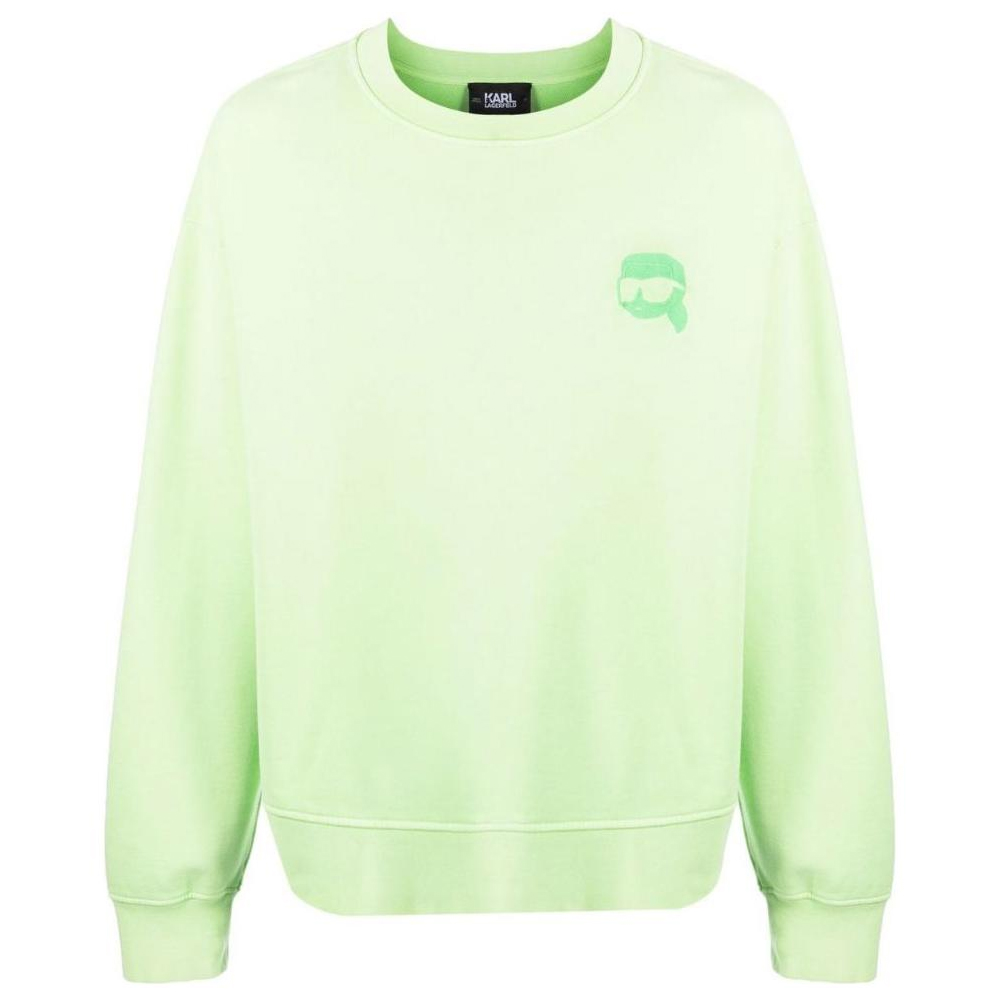 Karl Lagerfeld Lime Green Logo Embroidered Crewneck Pullover Sweatshirt Men 231M1803622