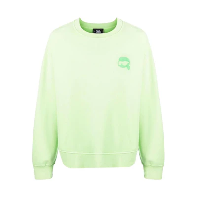 Karl Lagerfeld Lime Green Logo Embroidered Crewneck Pullover Sweatshirt Men 231M1803622