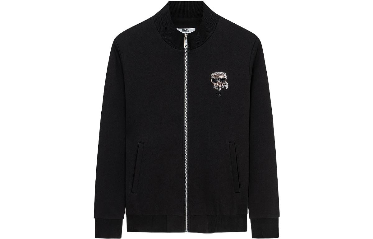 Karl Lagerfeld Logo Beaded Zip-Up Jacket Black 1K1A50603994
