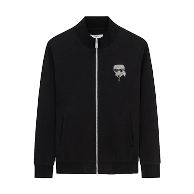 Karl Lagerfeld Logo Beaded Zip-Up Jacket Black 1K1A50603994