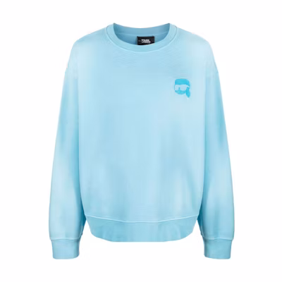 Karl Lagerfeld Logo Embroidered Ice Blue Crewneck Pullover Sweatshirt 231M1803632