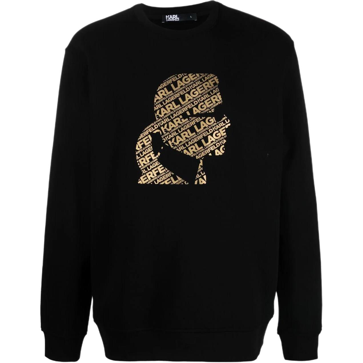 Karl Lagerfeld Logo Graphic Print Crewneck Long Sleeve Sweatshirt Black Mens 705028524910-160