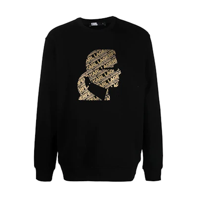 Karl Lagerfeld Logo Graphic Print Crewneck Long Sleeve Sweatshirt Black Mens 705028524910-160