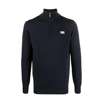 Karl Lagerfeld Logo Half-Zip Sweatshirt Midnight Blue 655084523304-990