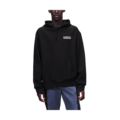 Karl Lagerfeld Logo Letter Patch Drawstring Hoodie Black 230M1802999