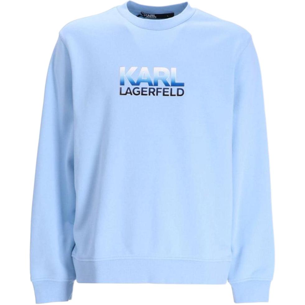 Karl Lagerfeld Logo Letter Print Crewneck Long Sleeve Sweatshirt Men Light Blue 705405541900