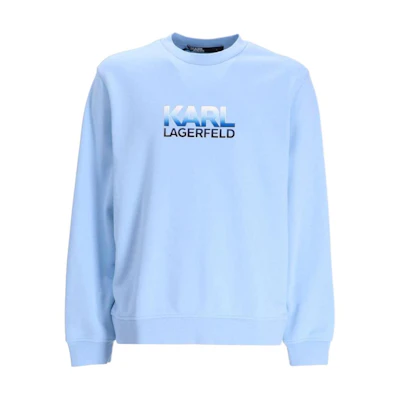 Karl Lagerfeld Logo Letter Print Crewneck Long Sleeve Sweatshirt Men Light Blue 705405541900