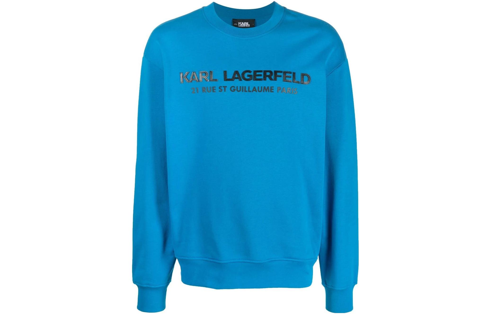 Karl Lagerfeld Logo Letter Print Crewneck Sweatshirt Bright Blue - 221M1803397