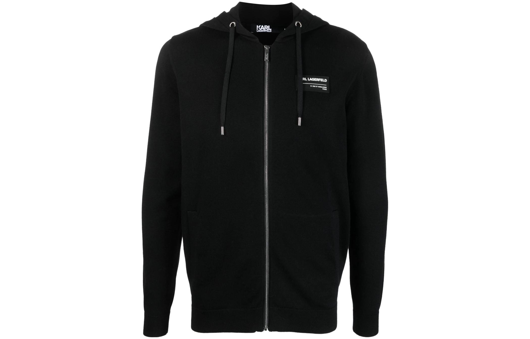 Karl Lagerfeld Logo Patch Hooded Jacket for Work, Commute & Travel 655081531304-990