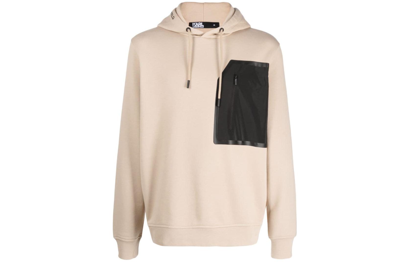 Karl Lagerfeld Logo Patch Hoodie Beige 705062533910-410