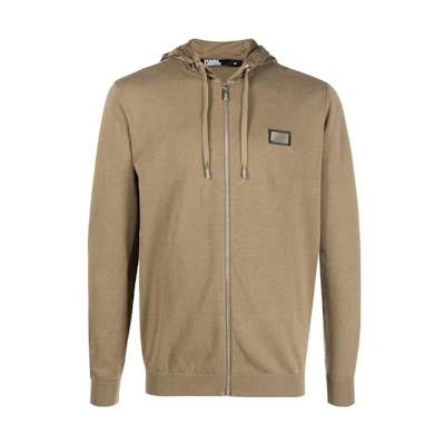 Karl Lagerfeld Logo Patch Zip-Up Sweatshirt Men’s Army Green KL220029550550