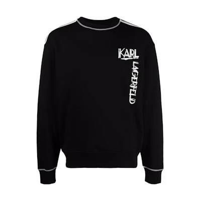 Karl Lagerfeld Logo Print Black Crewneck Long Sleeve Sweatshirt for Men 216M1800999