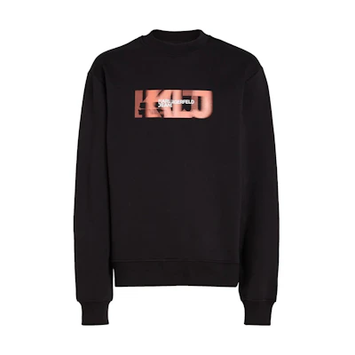 Karl Lagerfeld Logo Print Black Crewneck Long Sleeve Sweatshirt 236D1800101
