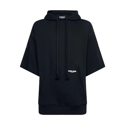 Karl Lagerfeld Logo Print Black Half-Sleeve Hoodie for Men 226M1862998