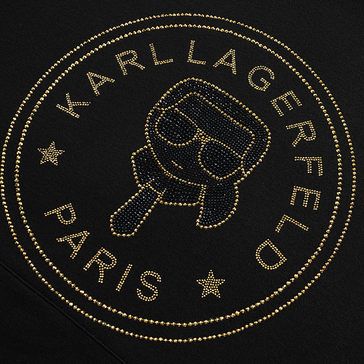 Sizing 卡尔拉格斐标志印花黑色连帽衫宽松休闲款 1K1B50603143-BLACK