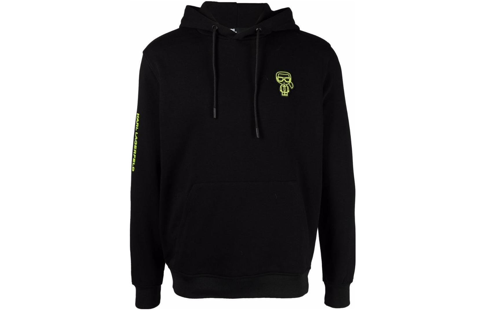 Karl Lagerfeld Logo Print Black Hoodie for Men 705420521900120