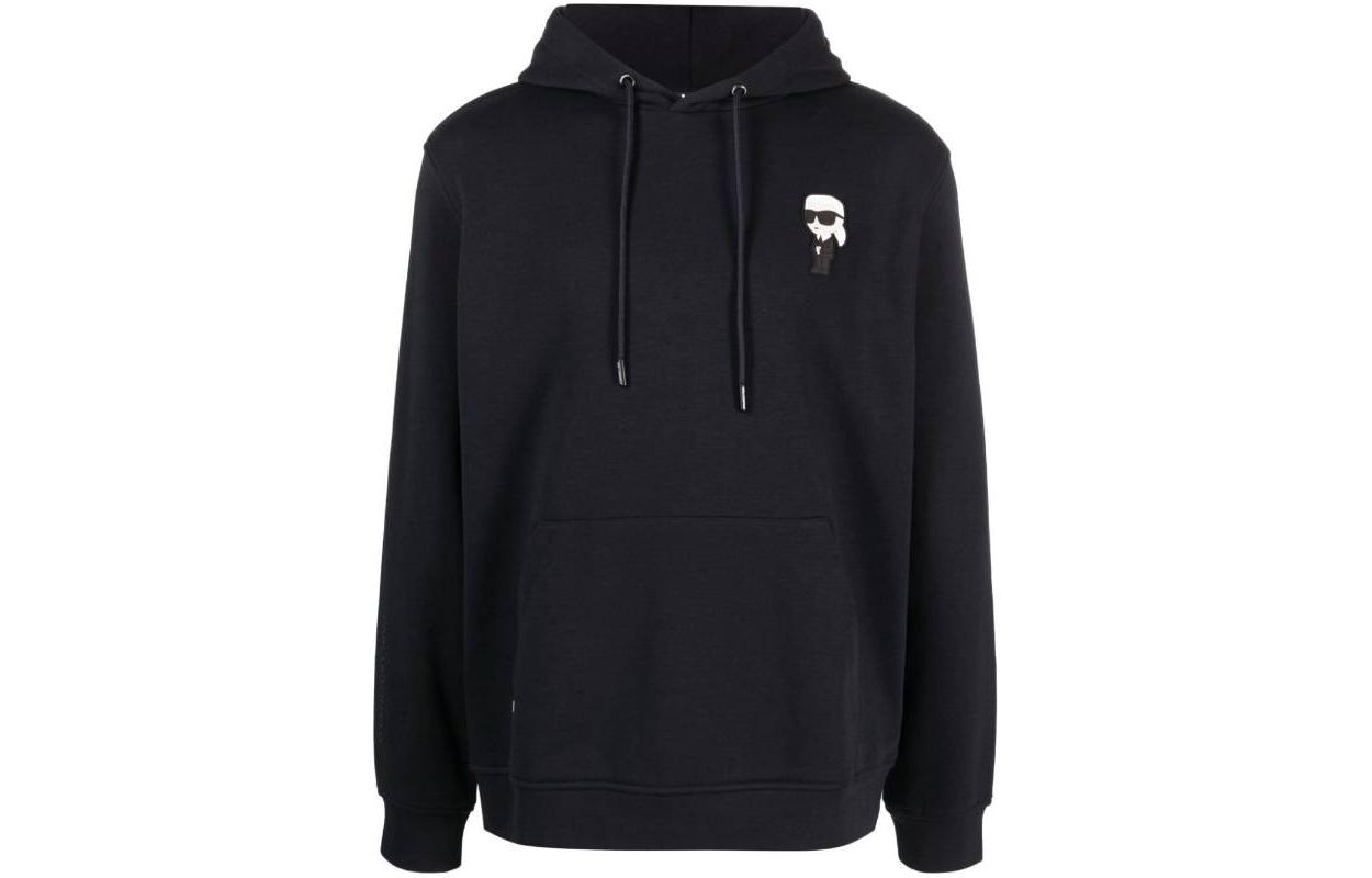 Karl Lagerfeld Logo Print Black Hoodie Long Sleeve Fashion 236M1801-999