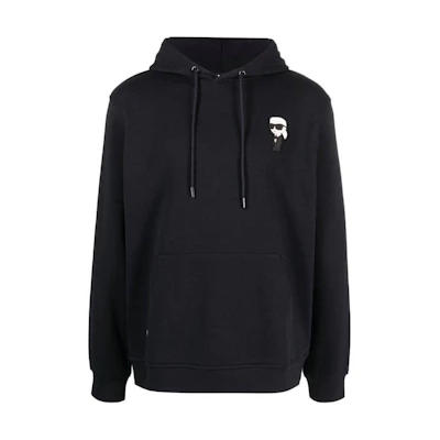 Karl Lagerfeld Logo Print Black Hoodie Long Sleeve Fashion 236M1801-999