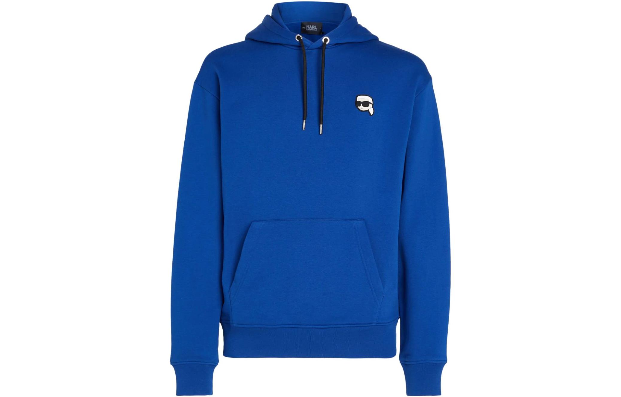 Karl Lagerfeld Logo Print Cobalt Blue Hoodie for Men 236M1801658