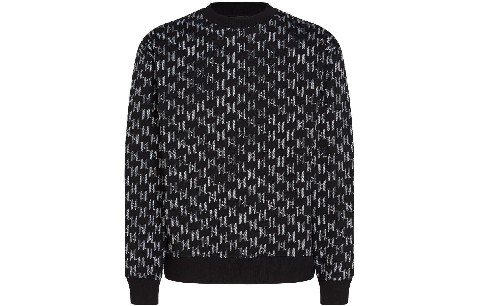 Karl Lagerfeld Logo Print Crewneck Long Sleeve Sweatshirt Black () 236M1807Q88