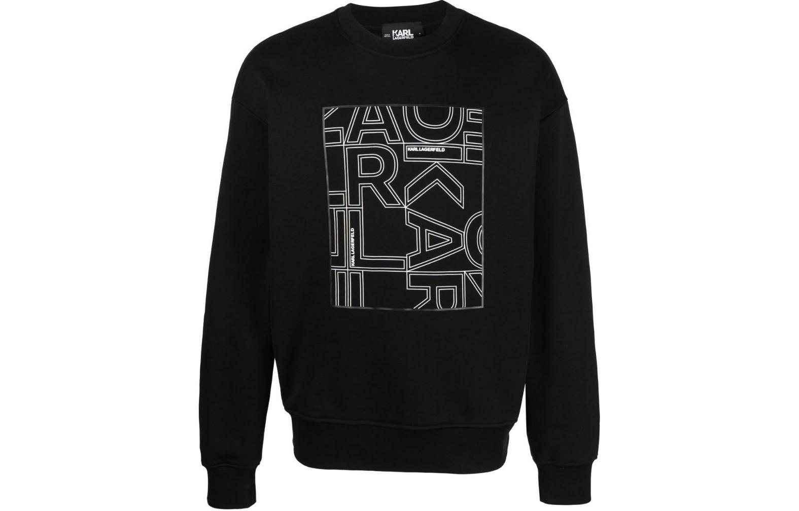 Karl Lagerfeld Logo Print Crewneck Loose Fit Sweatshirt Black 235M1802999