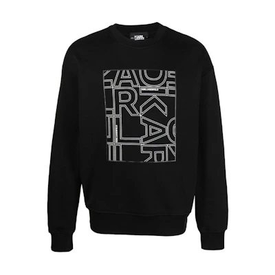 Karl Lagerfeld Logo Print Crewneck Loose Fit Sweatshirt Black 235M1802999