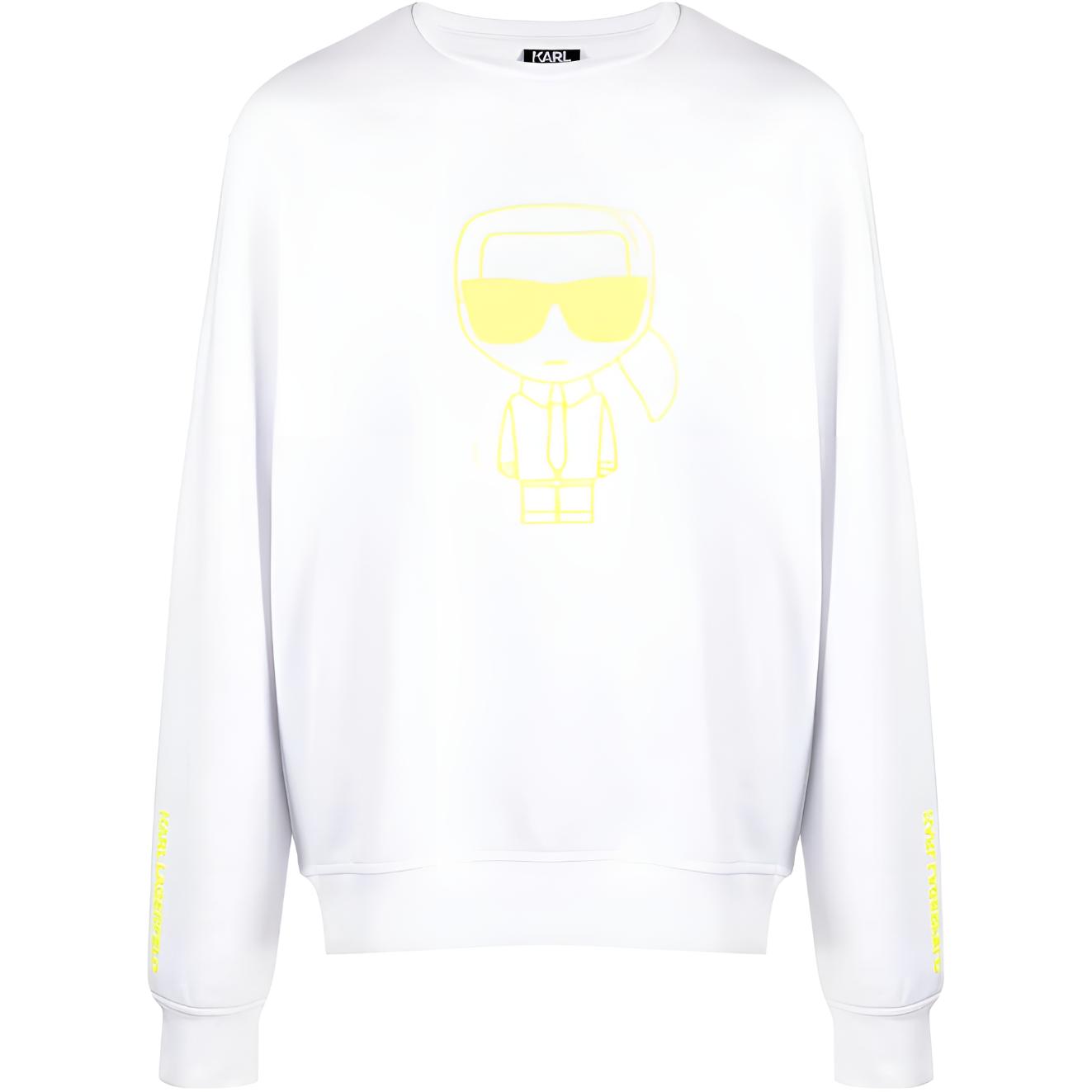 Karl Lagerfeld Logo Print Crewneck Pullover Sweatshirt White - 7050960511910