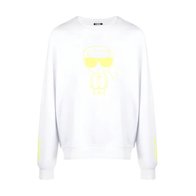 Karl Lagerfeld Logo Print Crewneck Pullover Sweatshirt White - 7050960511910