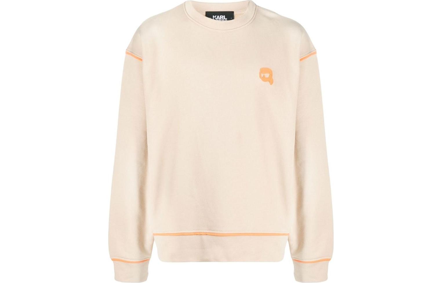 Karl Lagerfeld Logo Print Crewneck Sweatshirt Beige Mens 235M1800198