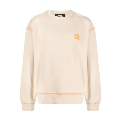 Karl Lagerfeld Logo Print Crewneck Sweatshirt Beige Mens 235M1800198