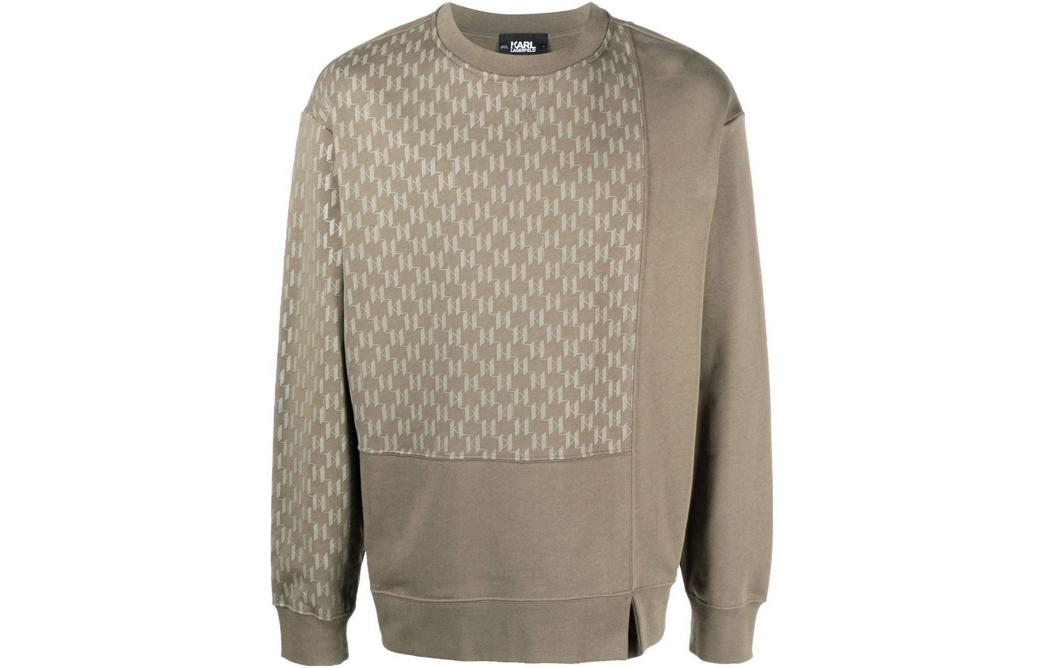 Karl Lagerfeld Logo Print Crewneck Sweatshirt Brown Long Sleeve 221M1801636