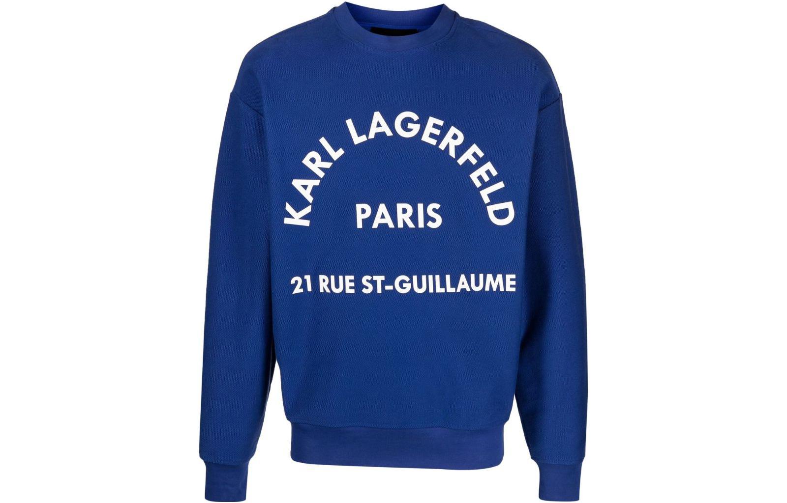 Karl Lagerfeld Logo Print Crewneck Sweatshirt Cobalt Blue 235M1811658