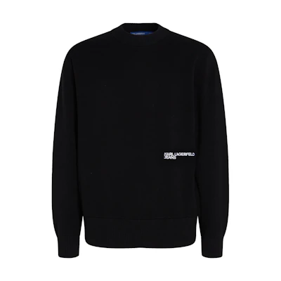 Karl Lagerfeld Logo Print Crewneck Sweatshirt Men’s Black Long Sleeve Casual 246D2001101
