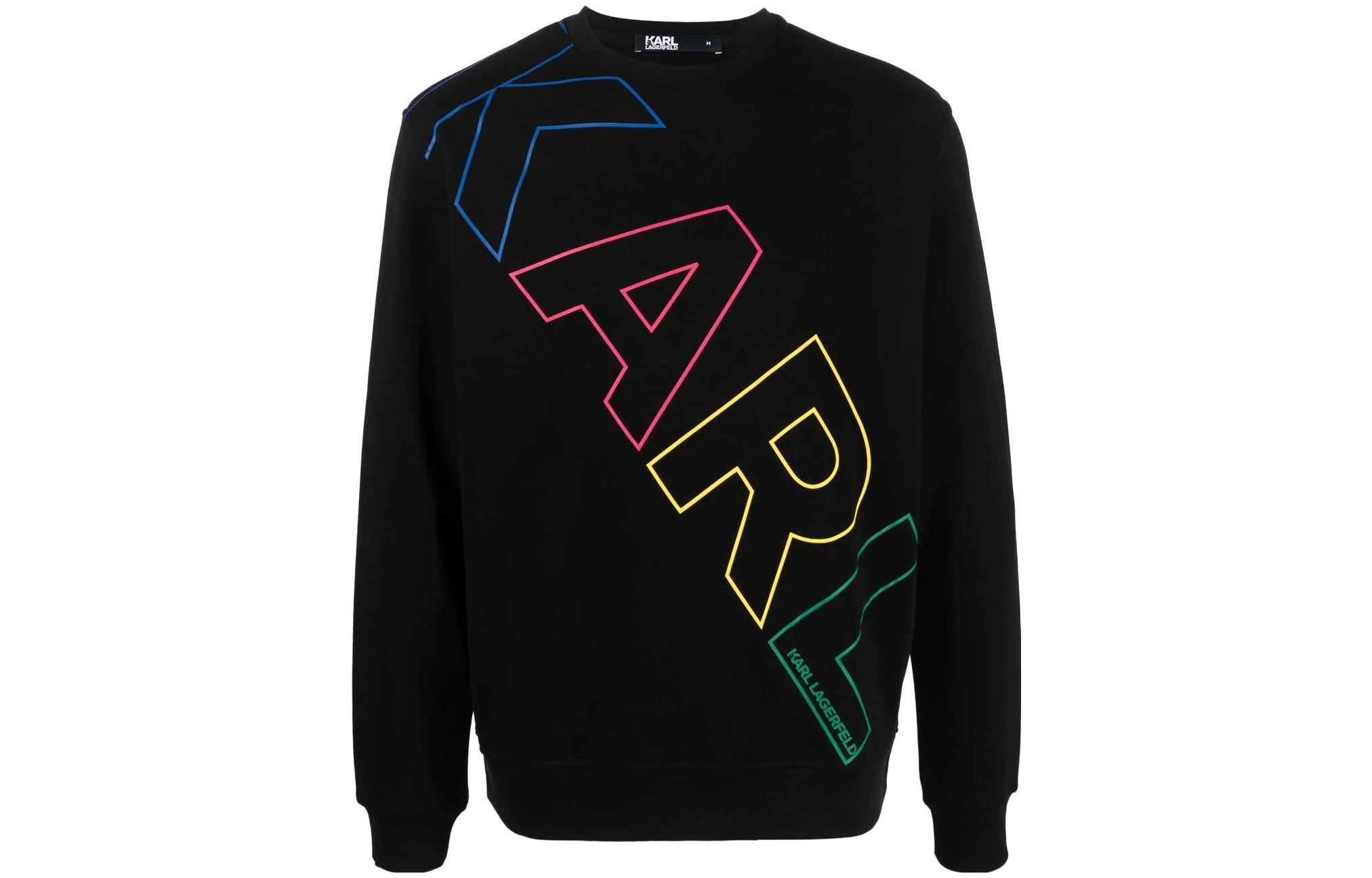 Karl Lagerfeld Logo Print Crewneck Sweatshirt Men’s Black 705401523900990