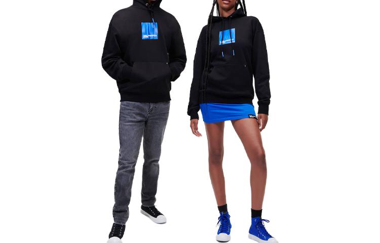 Karl Lagerfeld Logo Print Drawstring Hoodie Unisex Black 231D1850101