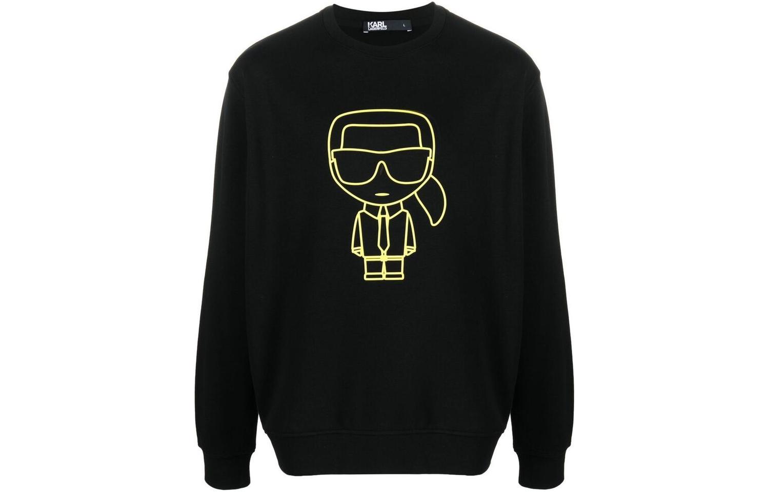 Karl Lagerfeld Logo Print Fleece Knit Pullover Sweatshirt Black Fit 705406523900913