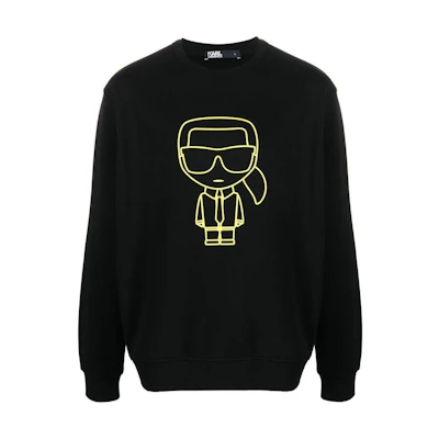 Karl Lagerfeld Logo Print Fleece Knit Pullover Sweatshirt Black Fit 705406523900913