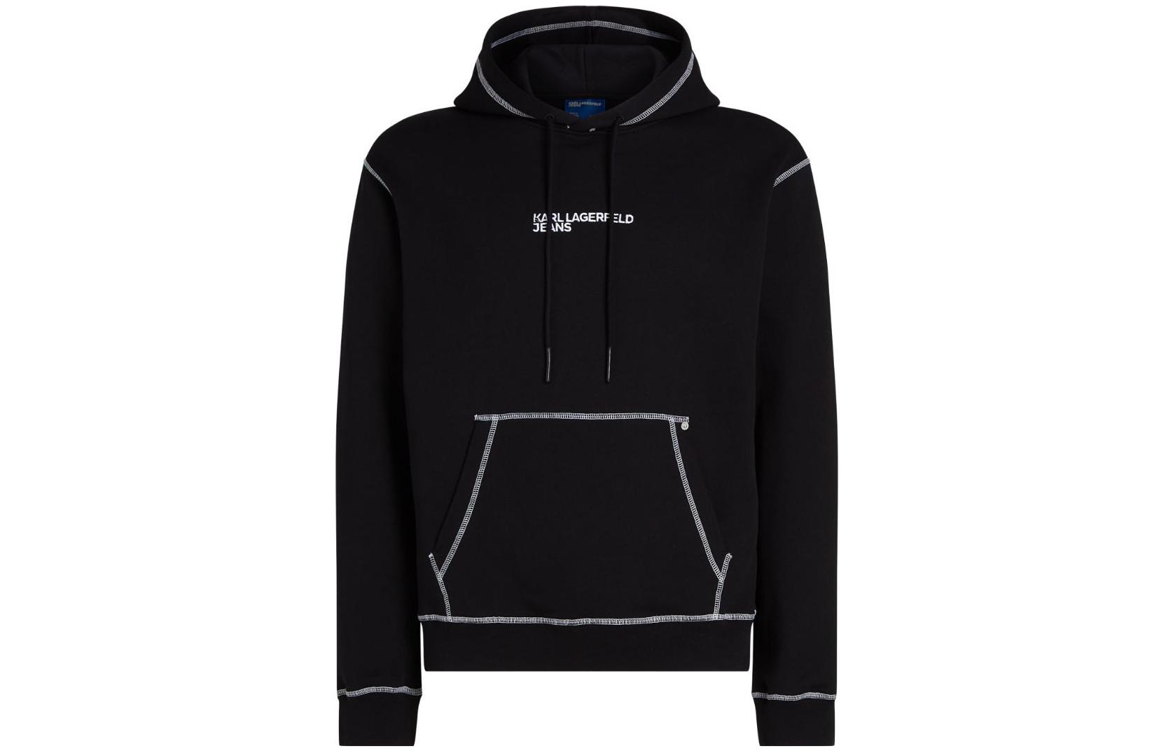 Karl Lagerfeld Logo Print Hoodie Black 240D1800101