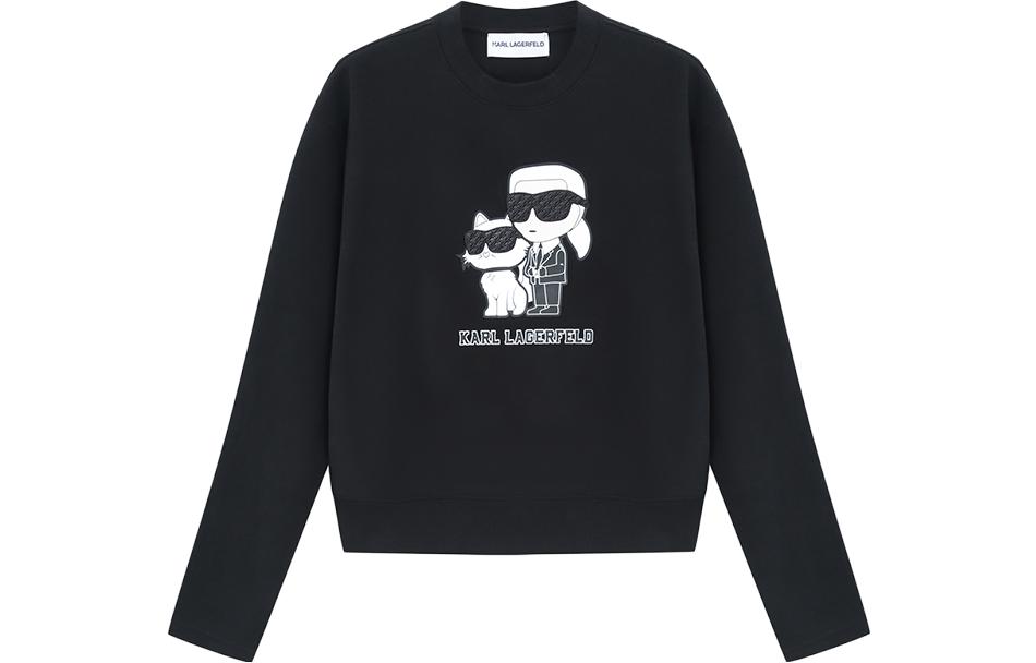 Karl Lagerfeld Logo Print Unisex Crewneck Sweatshirt Black 1K2D50603802001