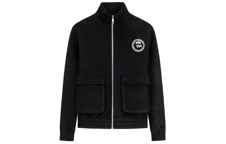 Order KARL LAGERFELD Logo Print Zip-Up Jacket Men’s Black Long Sleeve 1K1C70706640