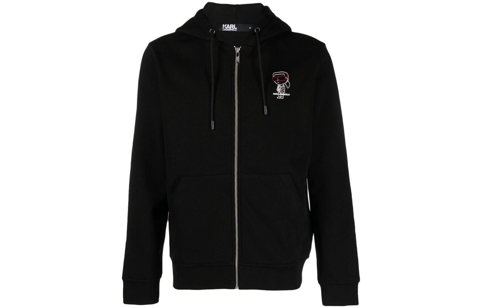 Karl Lagerfeld Logo Print Zip Hoodie - Black 705421532900