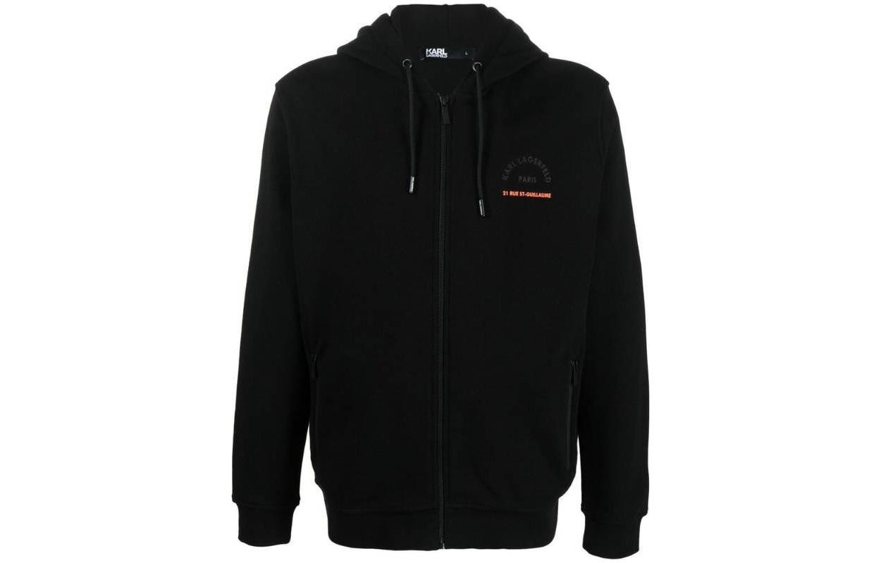 Karl Lagerfeld Logo Print Zip Hoodie Black 705408531900990