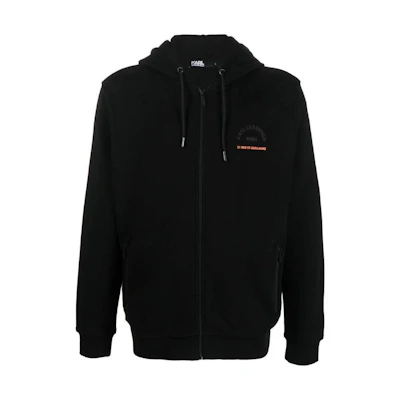 Karl Lagerfeld Logo Print Zip Hoodie Black 705408531900990