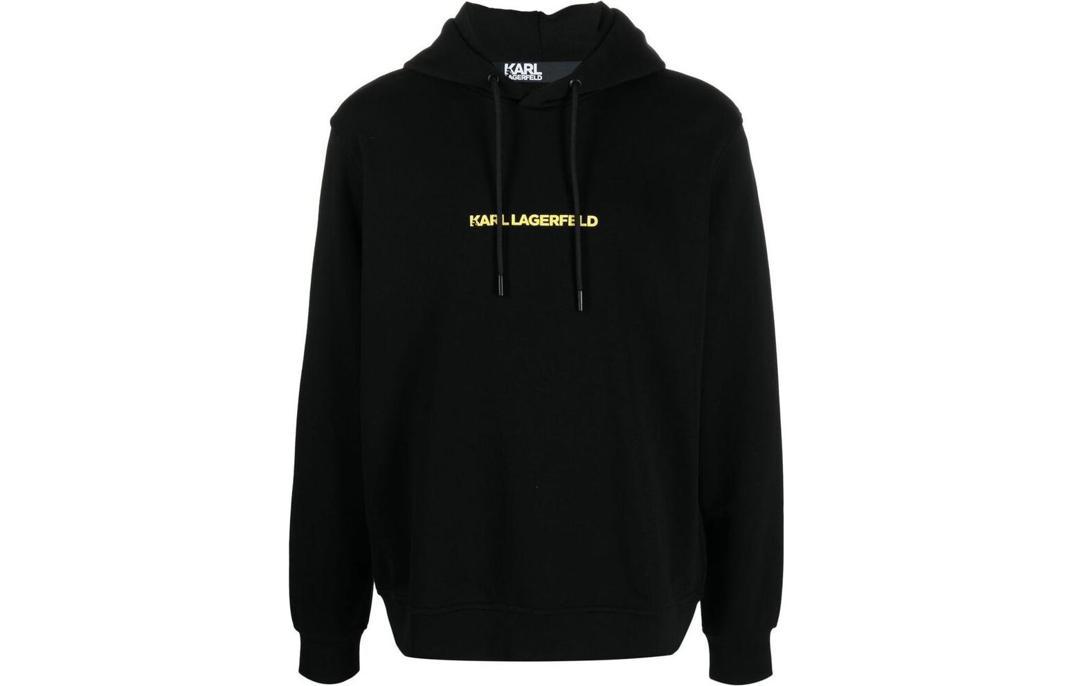 Karl Lagerfeld Logo Pullover Hoodie Black - Long Sleeve Sweatshirt 705407523900913