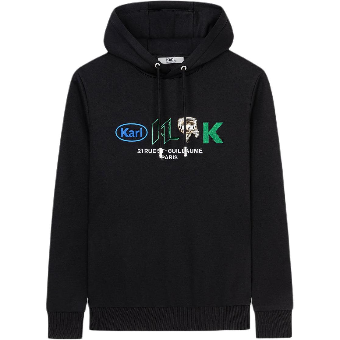 Karl Lagerfeld Loose Fit Logo Embroidered Black Hoodie 1K1C50603014