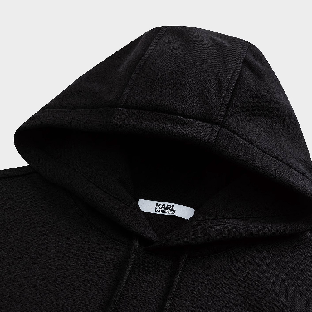 Details for 卡尔·拉格斐宽松版刺绣logo黑色连帽衫 1K1C50603014