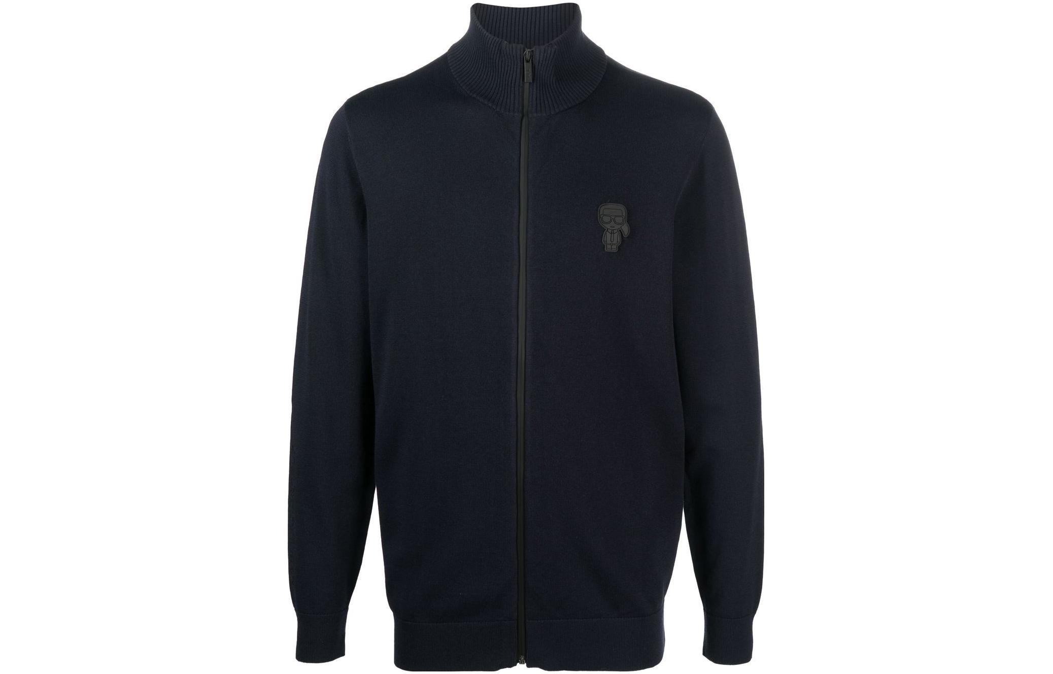 Karl Lagerfeld Navy Logo High-Neck Zipper Sweatshirt 6550320524304