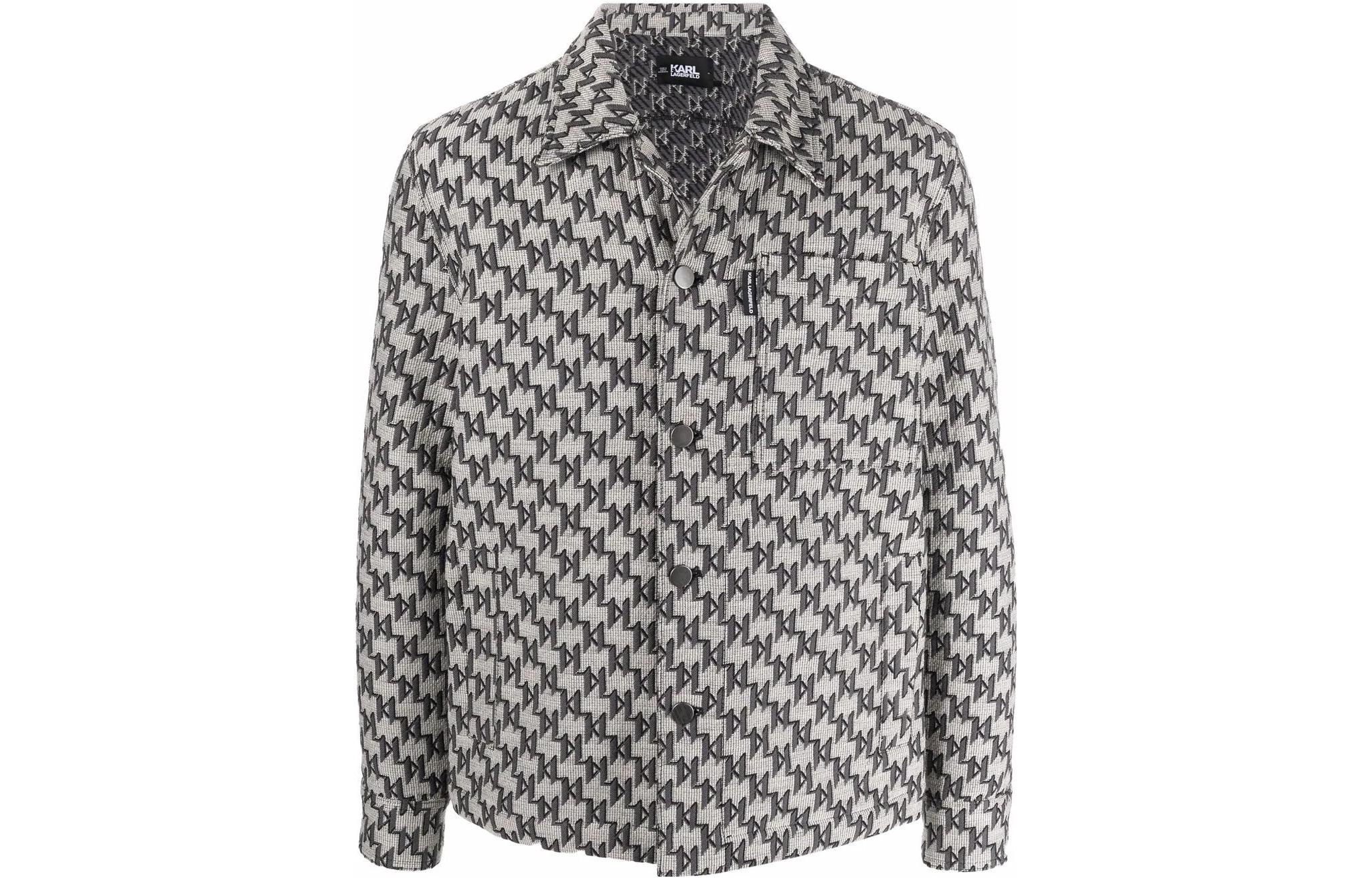 Karl Lagerfeld Outdoor Classic Logo Print Jacket Unisex - Gray 221M1483900